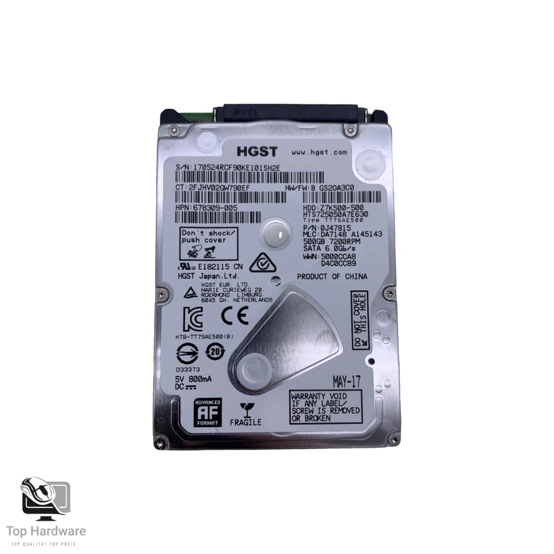 Hitachi 0J47815 – 500 GB 2,5" SATA-Festplatte mit 7200 U/min