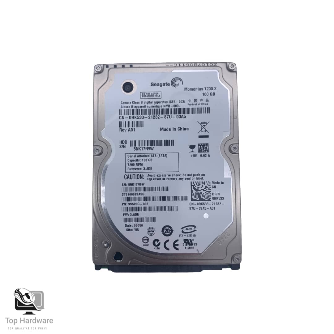 Seagate ST9160823ASG – 160GB 2,5" SATA-Festplatte mit 7200 rpm